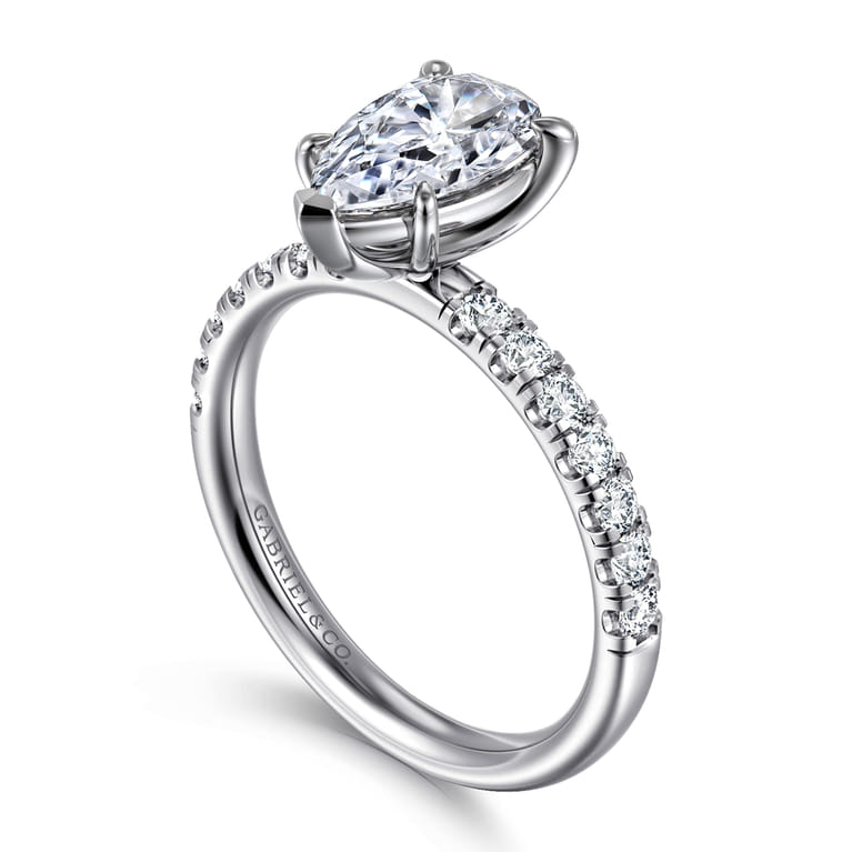 Winslow - 14K White Gold Pear Shape Diamond Engagement Ring - 0.35 ct - Shot 3