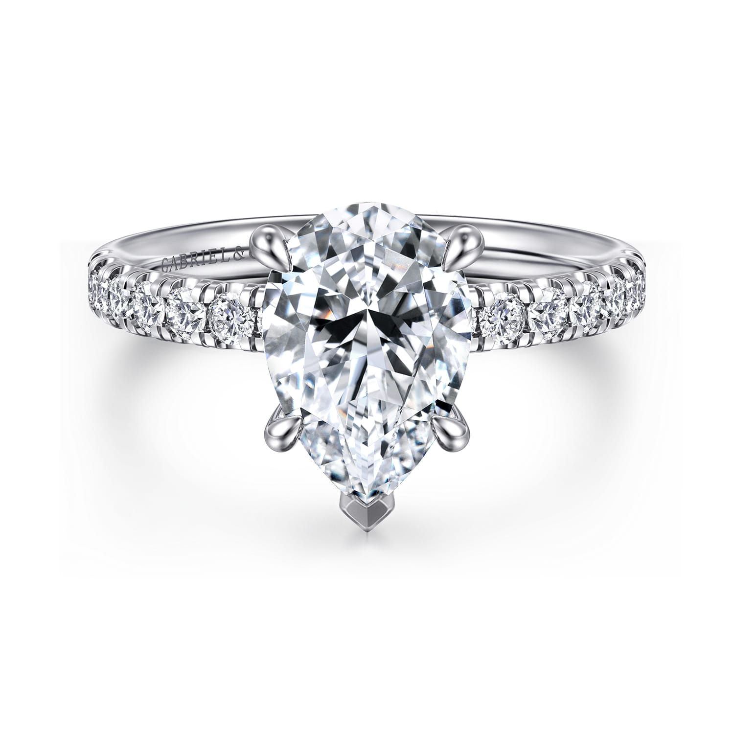 Winslow - 14K White Gold Pear Shape Diamond Engagement Ring - 0.35 ct - Shot 1
