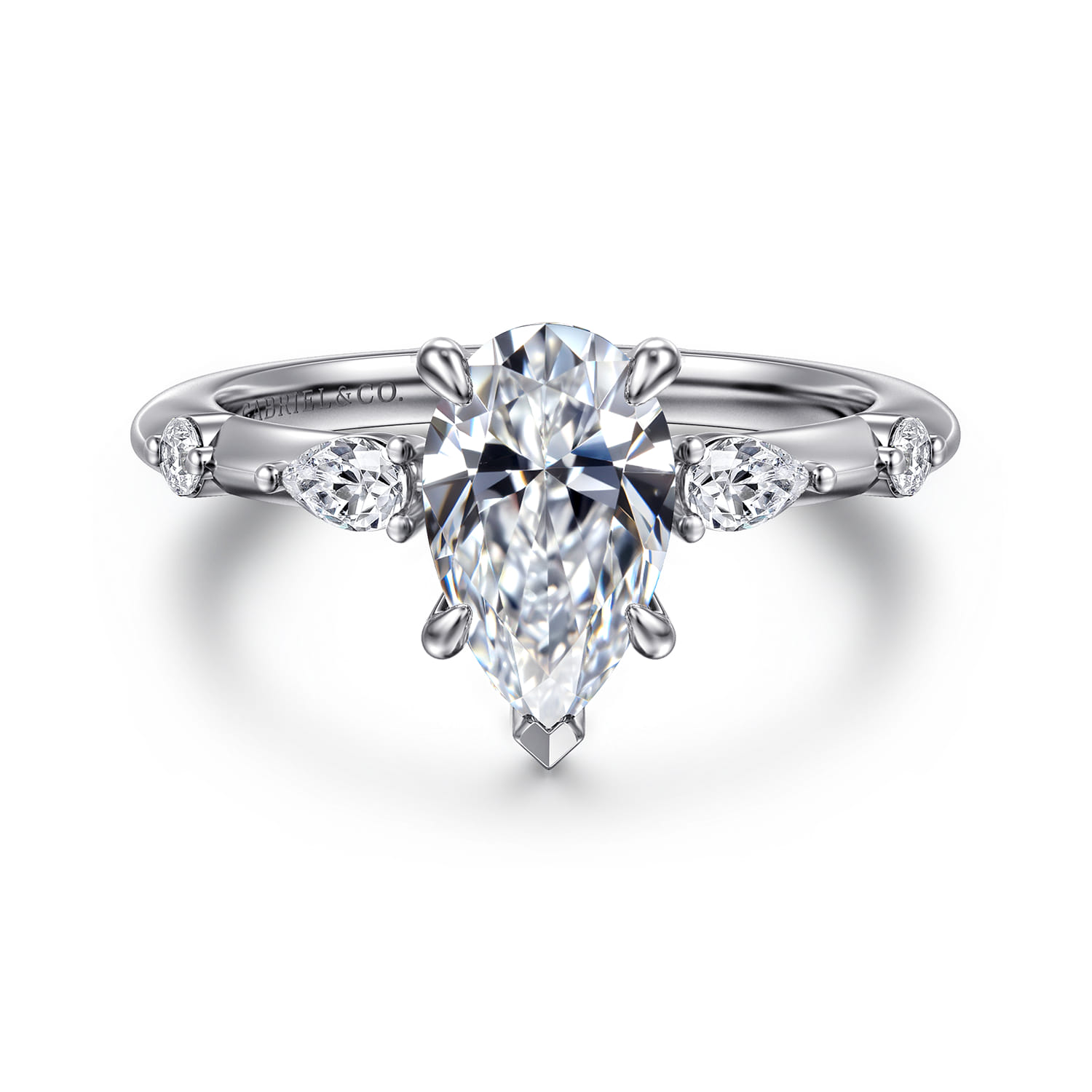Carinna - 14K White Gold Pear Shape Diamond Engagement Ring - 0.23 ct - Shot 1