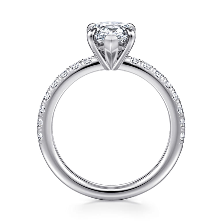 Aruba - 14K White Gold Pear Shape Diamond Engagement Ring - 0.4 ct - Shot 2