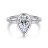 Aspen - 14K White Gold Bezel Set Pear Shape Diamond Engagement Ring - 0.09 ct