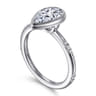 Aspen - 14K White Gold Bezel Set Pear Shape Diamond Engagement Ring - 0.09 ct