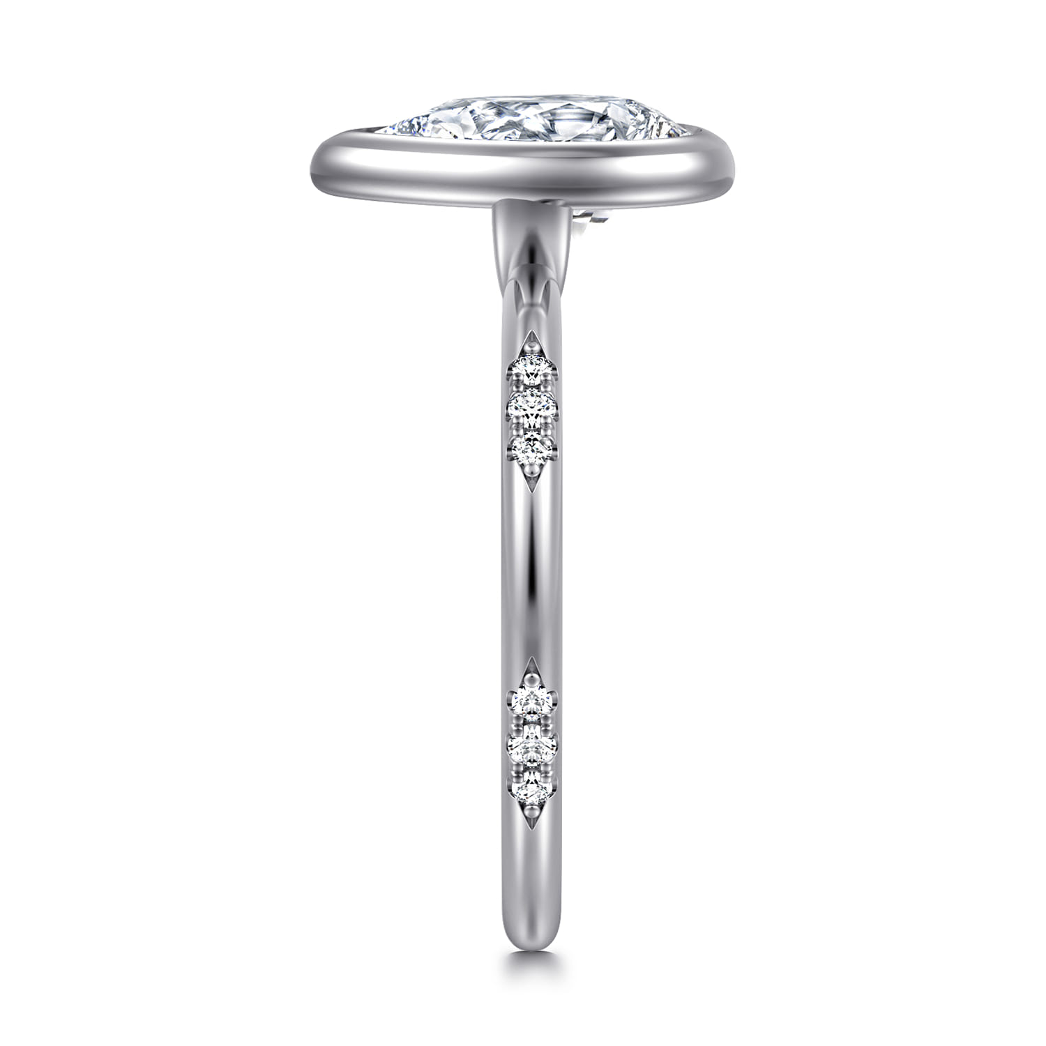 Aspen - 14K White Gold Bezel Set Pear Shape Diamond Engagement Ring - 0.09 ct - Shot 4