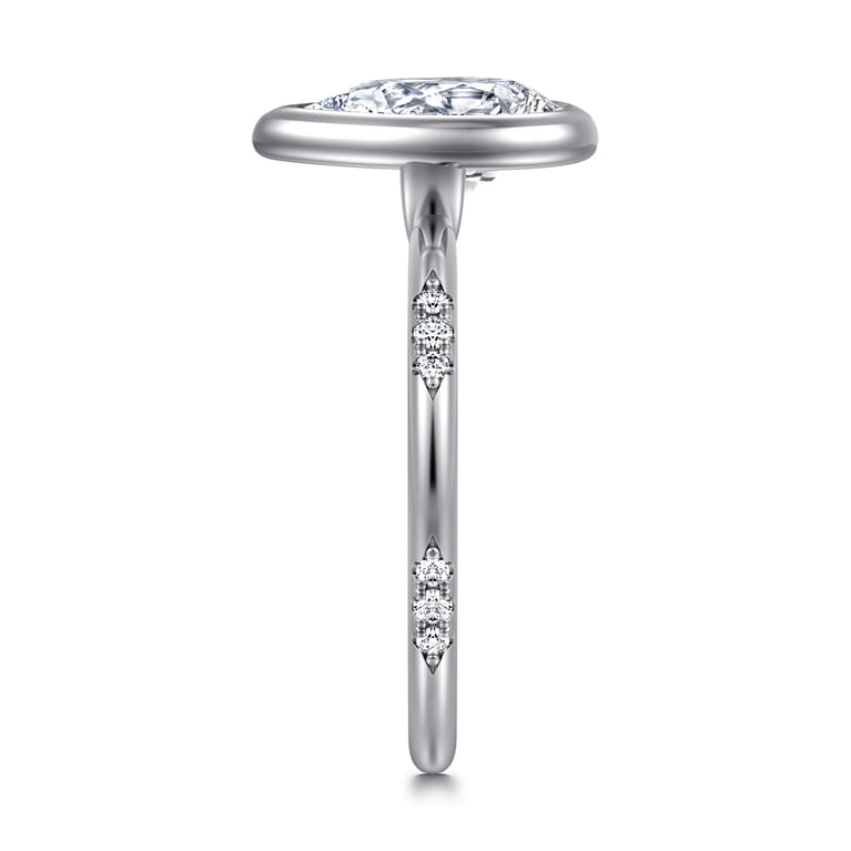 Aspen - 14K White Gold Bezel Set Pear Shape Diamond Engagement Ring - 0.09 ct - Shot 4
