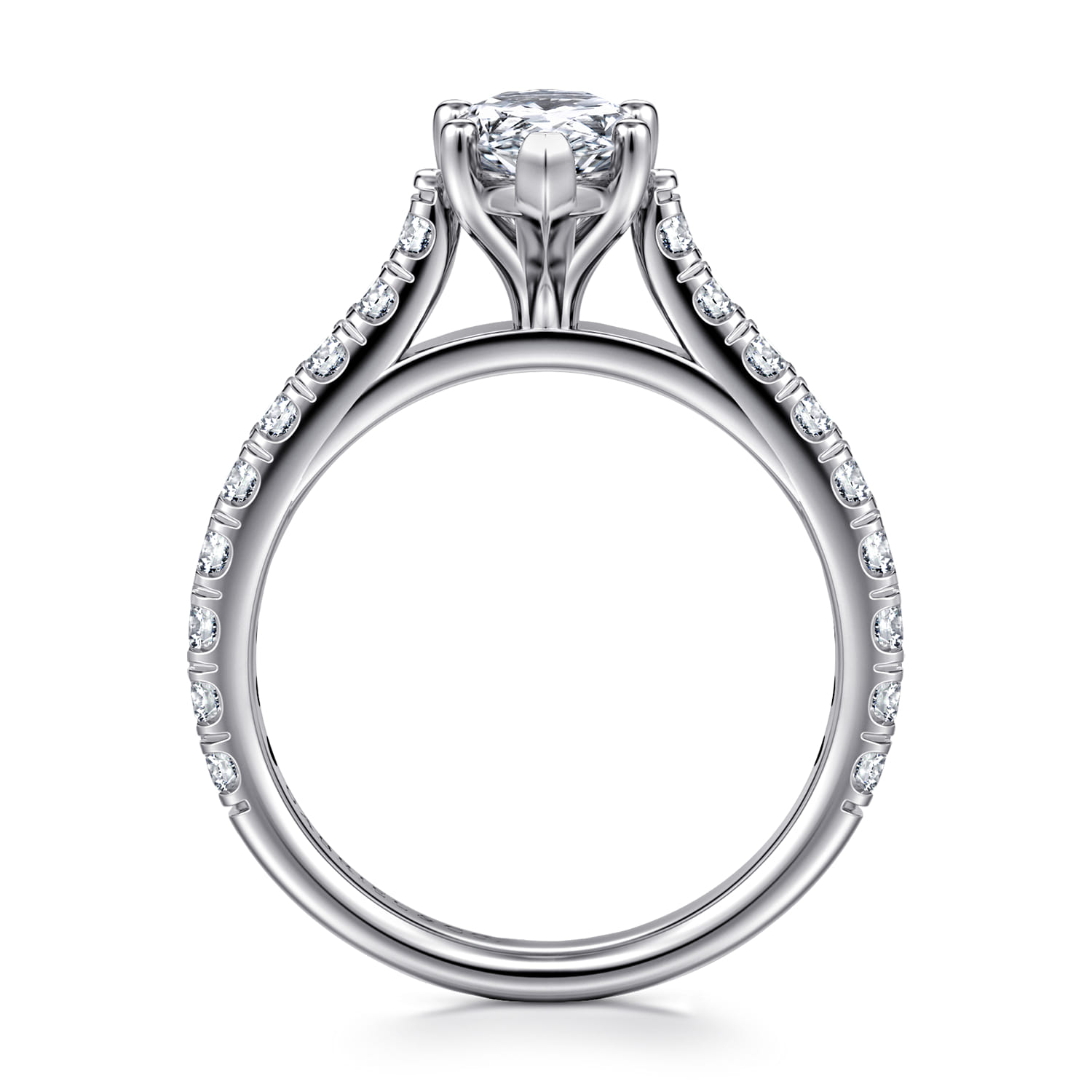 Luciole - 14K White Gold Pear Shape Diamond Engagement Ring - 0.6 ct - Shot 2