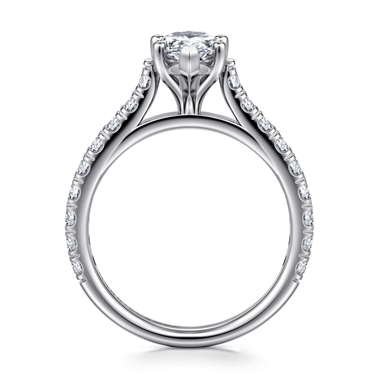 Luciole - 14K White Gold Pear Shape Diamond Engagement Ring - 0.6 ct - Shot 2