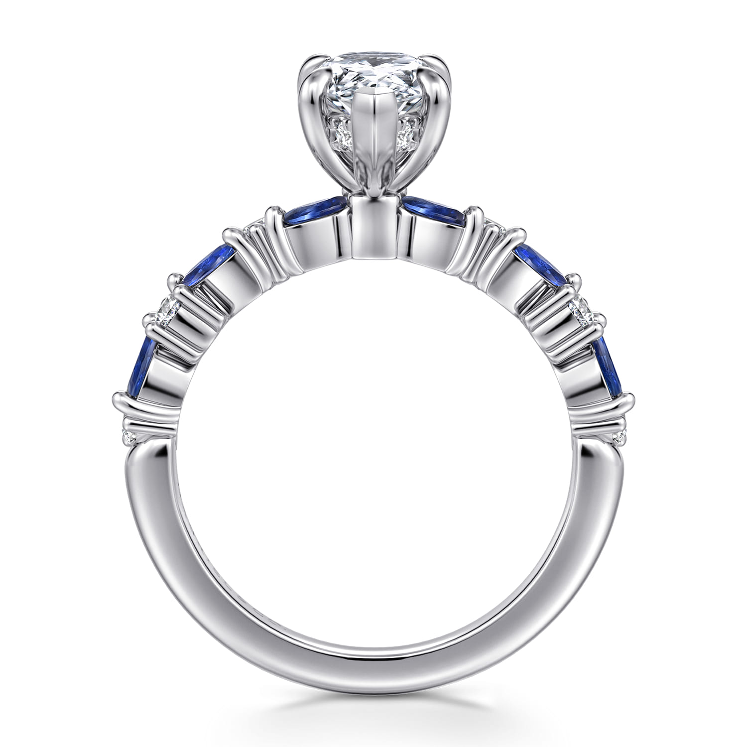 Damiana - 14K White Gold Pear Shape Sapphire and Diamond Engagement Ring - 0.3 ct - Shot 2