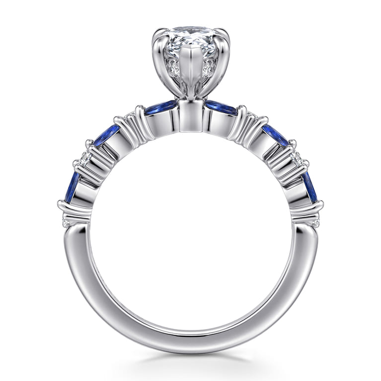 Damiana - 14K White Gold Pear Shape Sapphire and Diamond Engagement Ring - 0.3 ct - Shot 2