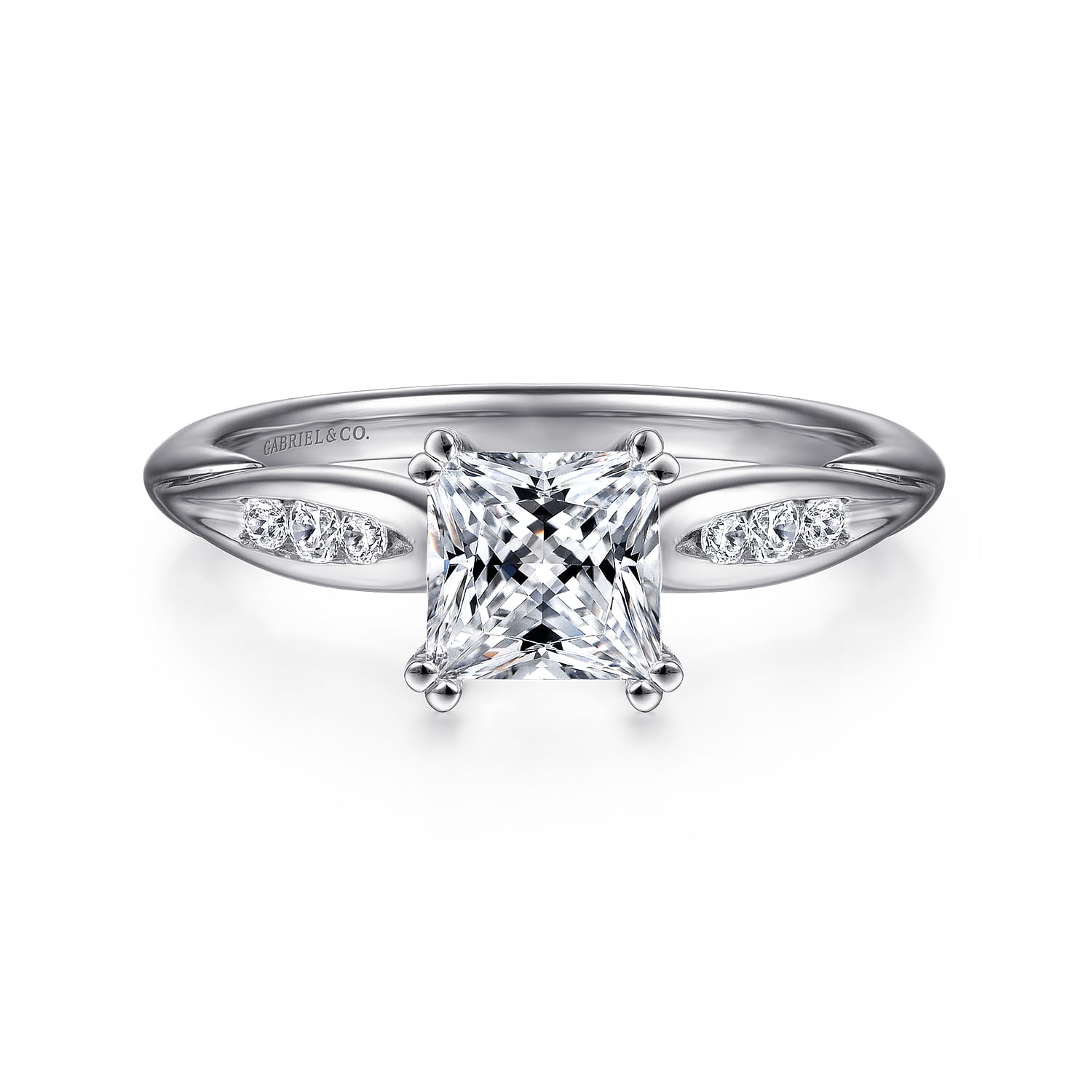 Quinn - 14K White Gold Princess Cut Diamond Channel Set Engagement Ring - 0.09 ct - Shot 1