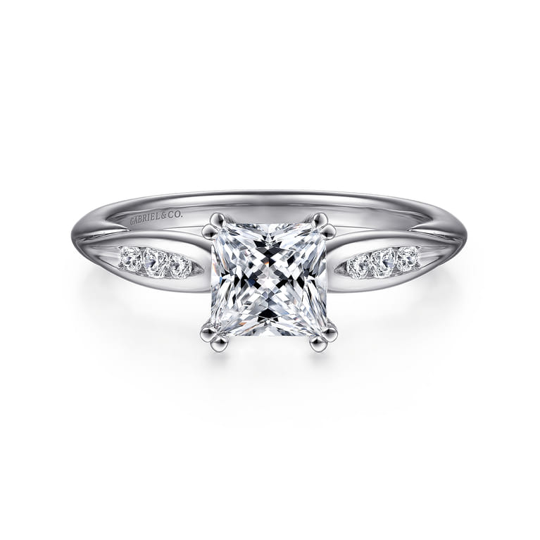 Quinn - 14K White Gold Princess Cut Diamond Channel Set Engagement Ring - 0.09 ct - Shot 1