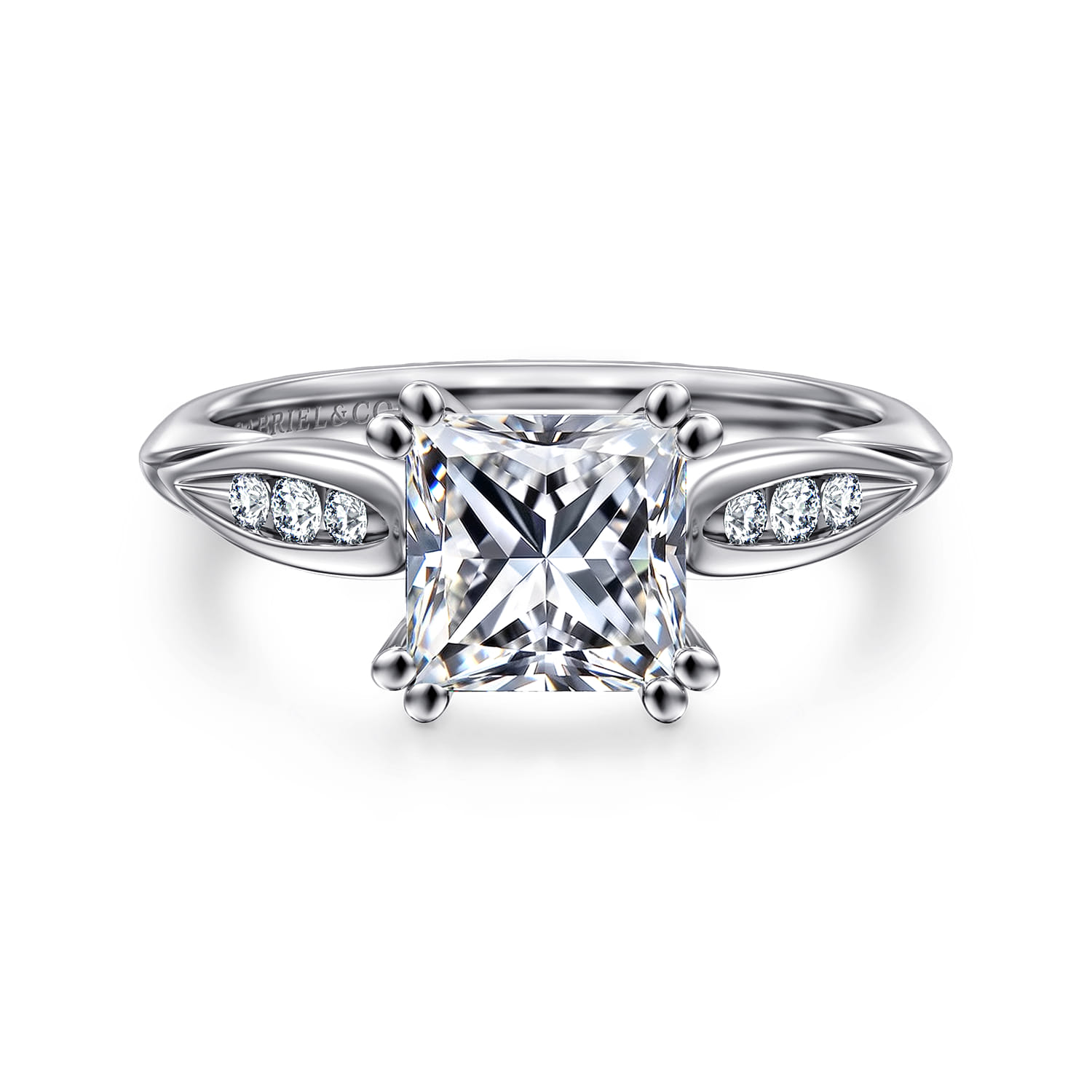 Quinn - 14K White Gold Princess Cut Diamond Channel Set Engagement Ring - 0.1 ct - Shot 1