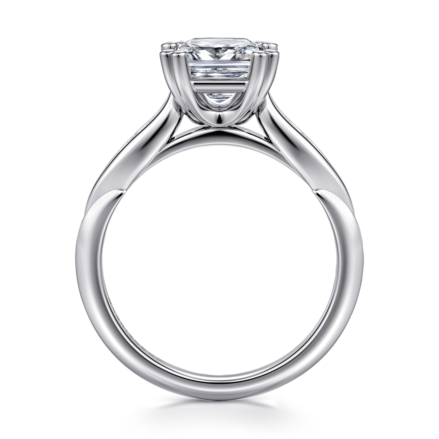 Quinn - 14K White Gold Princess Cut Diamond Channel Set Engagement Ring - 0.1 ct - Shot 2