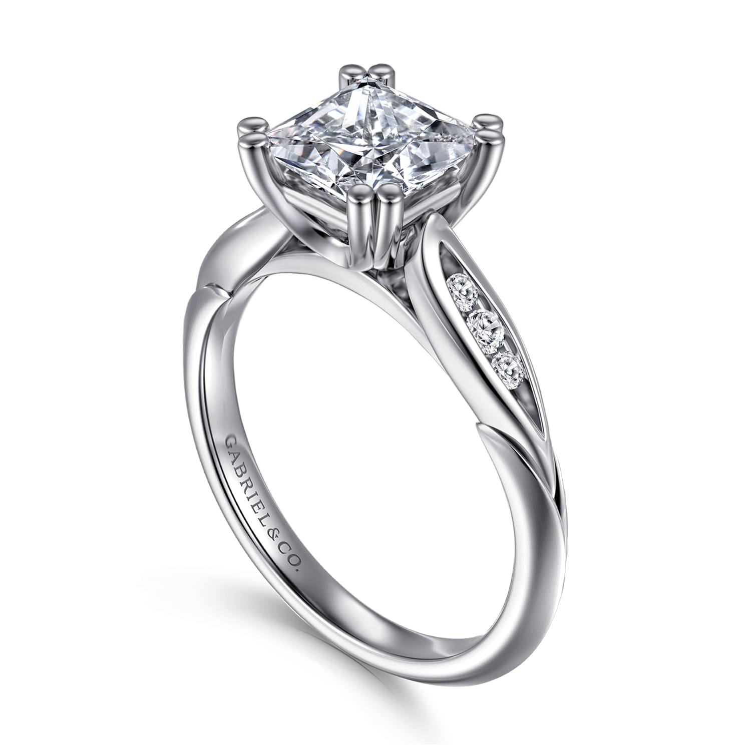 Quinn - 14K White Gold Princess Cut Diamond Channel Set Engagement Ring - 0.1 ct - Shot 3