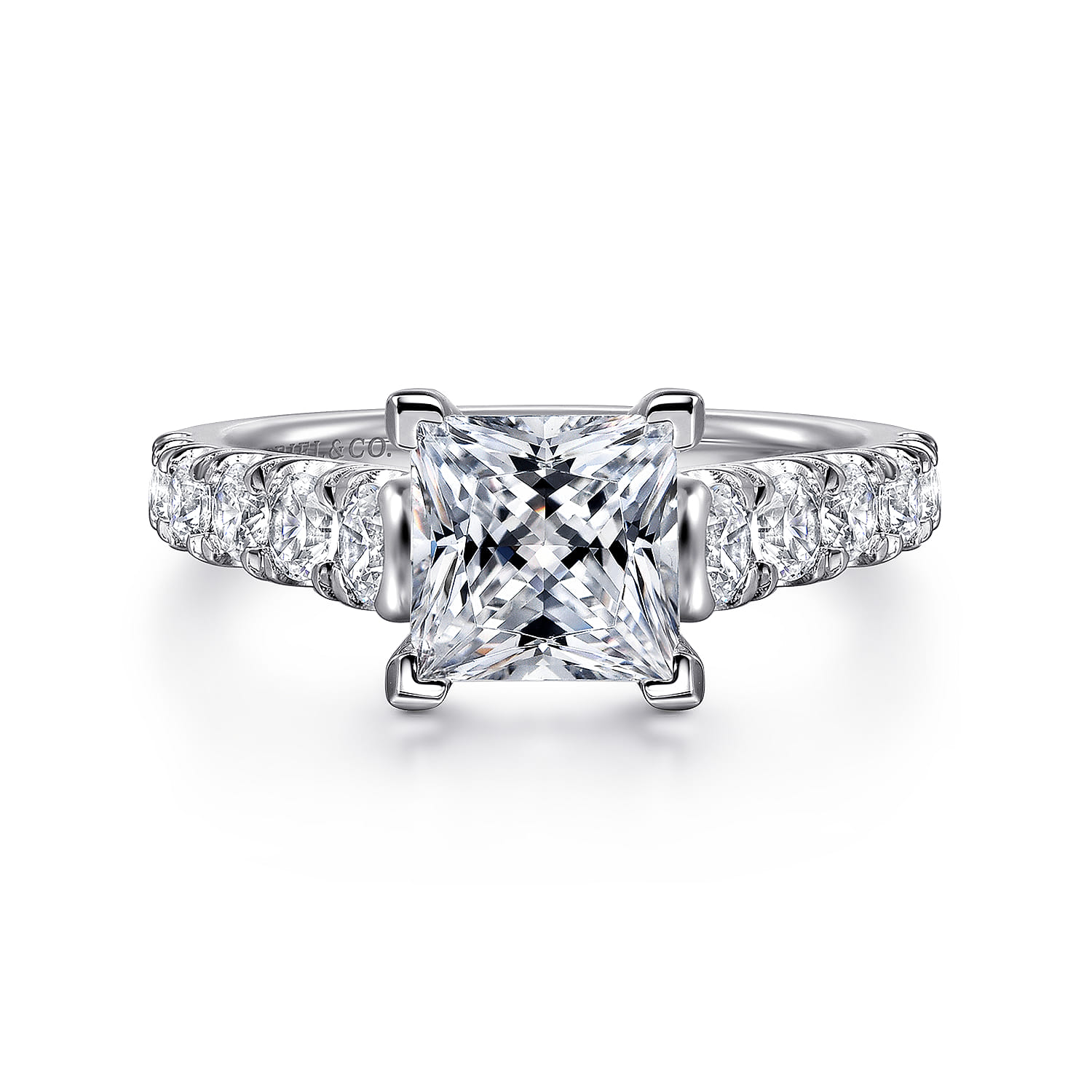 Piper - 14K White Gold Princess Cut Diamond Engagement Ring - 0.77 ct - Shot 1