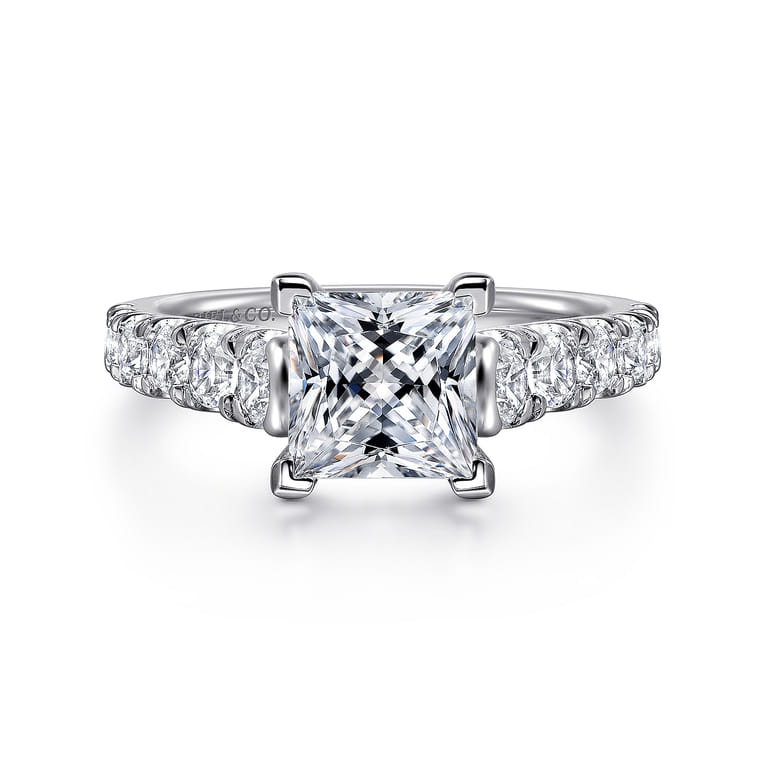 Piper - 14K White Gold Princess Cut Diamond Engagement Ring - 0.77 ct - Shot 1