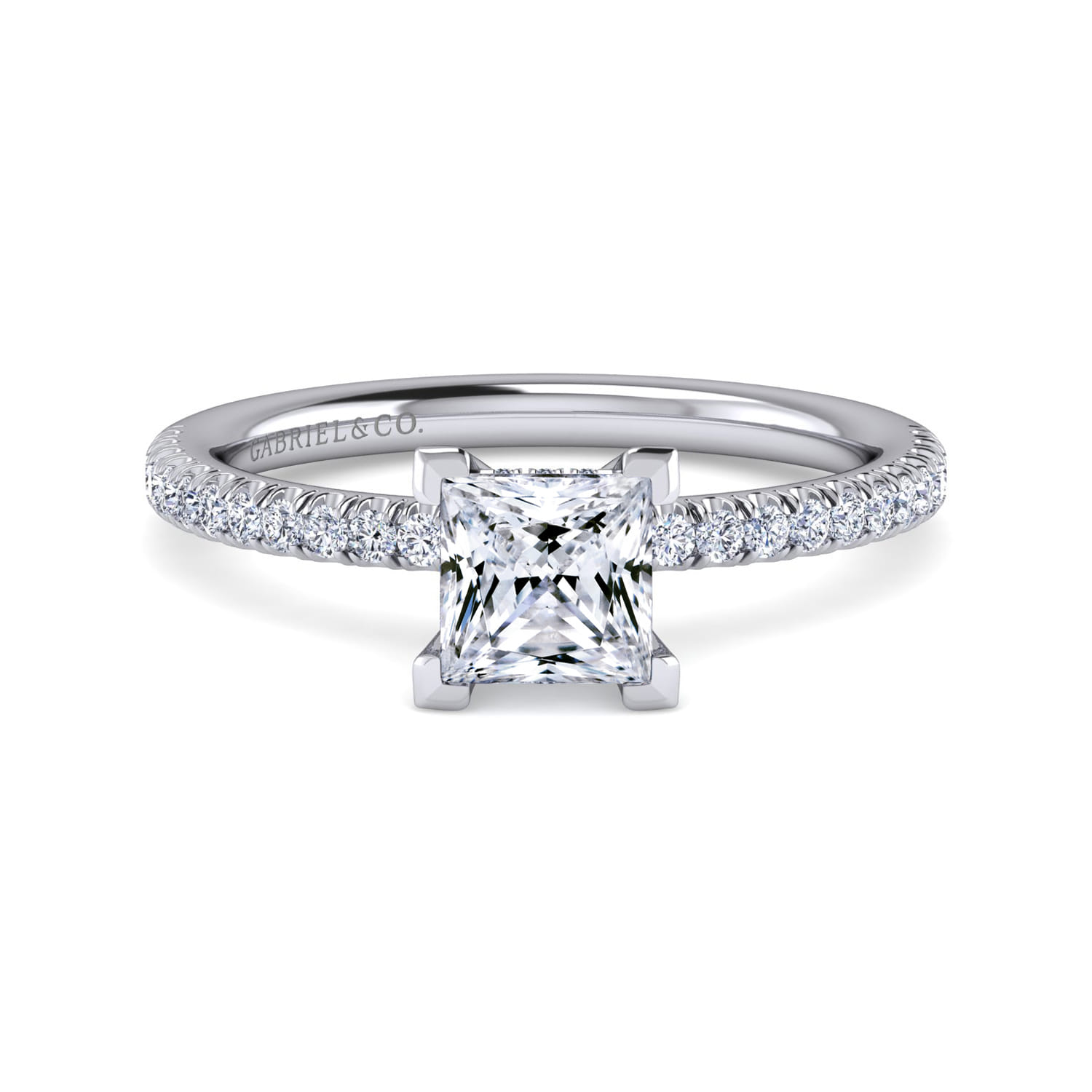 Serenity - 14K White Gold Princess Cut Diamond Engagement Ring - 0.25 ct - Shot 1