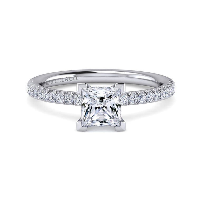 Serenity - 14K White Gold Princess Cut Diamond Engagement Ring - 0.25 ct - Shot 1