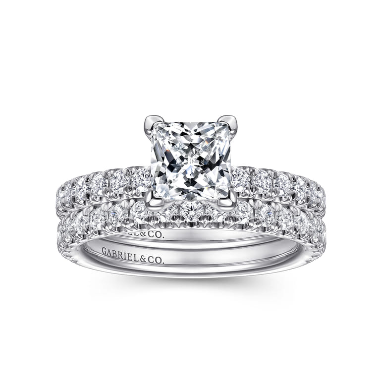 Amira - 14K White Gold Princess Cut Diamond Engagement Ring - 0.5 ct - Shot 4