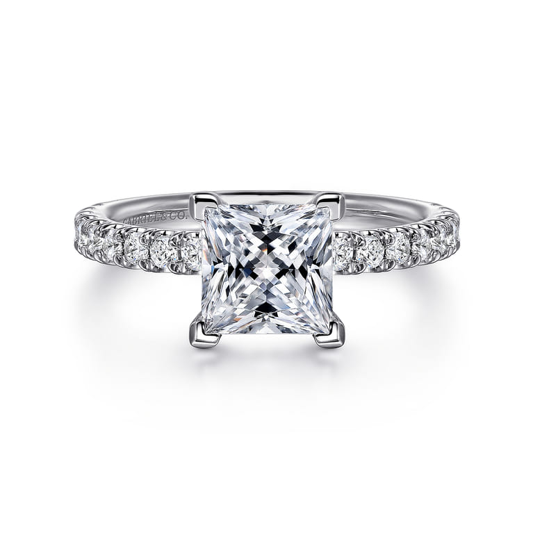 Amira - 14K White Gold Princess Cut Diamond Engagement Ring - 0.52 ct