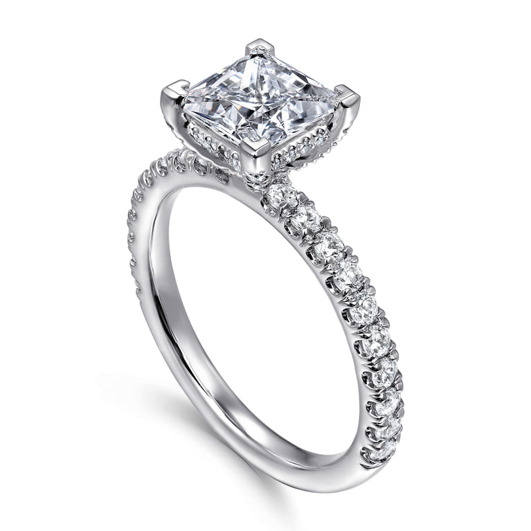 Amira - 14K White Gold Princess Cut Diamond Engagement Ring - 0.52 ct - Shot 3