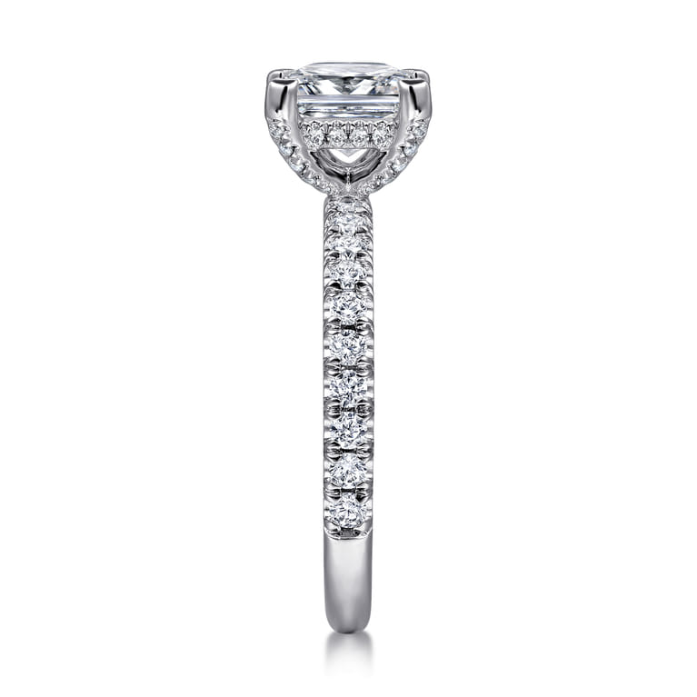 Amira - 14K White Gold Princess Cut Diamond Engagement Ring - 0.52 ct - Shot 4
