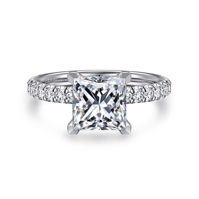 Amira - 14K White Gold Princess Cut Diamond Engagement Ring - 0.52 ct - Shot 1