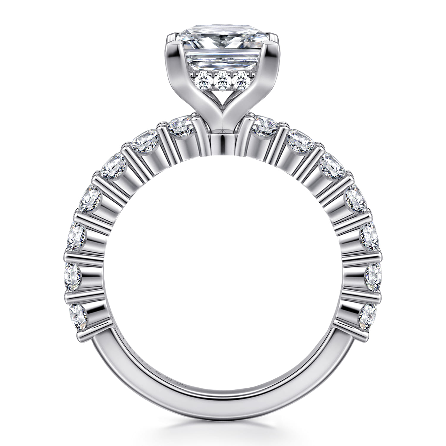 Brosnan - 14K White Gold Princess Cut Diamond Engagement Ring - 1.1 ct - Shot 2