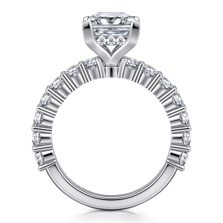 Brosnan - 14K White Gold Princess Cut Diamond Engagement Ring - 1.1 ct - Shot 2