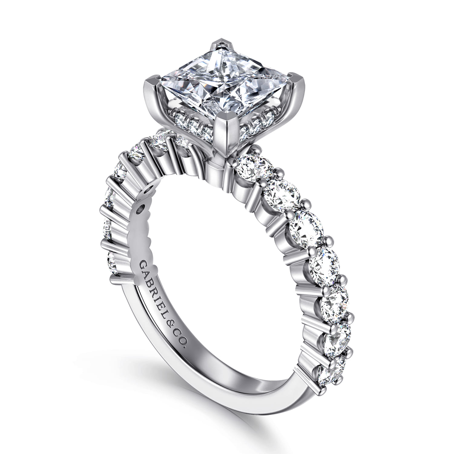 Brosnan - 14K White Gold Princess Cut Diamond Engagement Ring - 1.1 ct - Shot 3