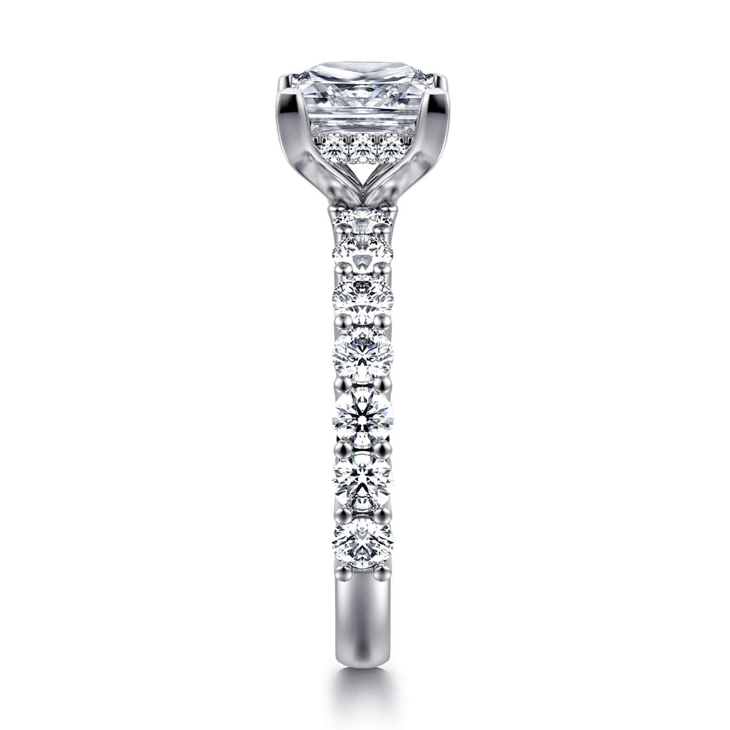 Brosnan - 14K White Gold Princess Cut Diamond Engagement Ring - 1.1 ct - Shot 4