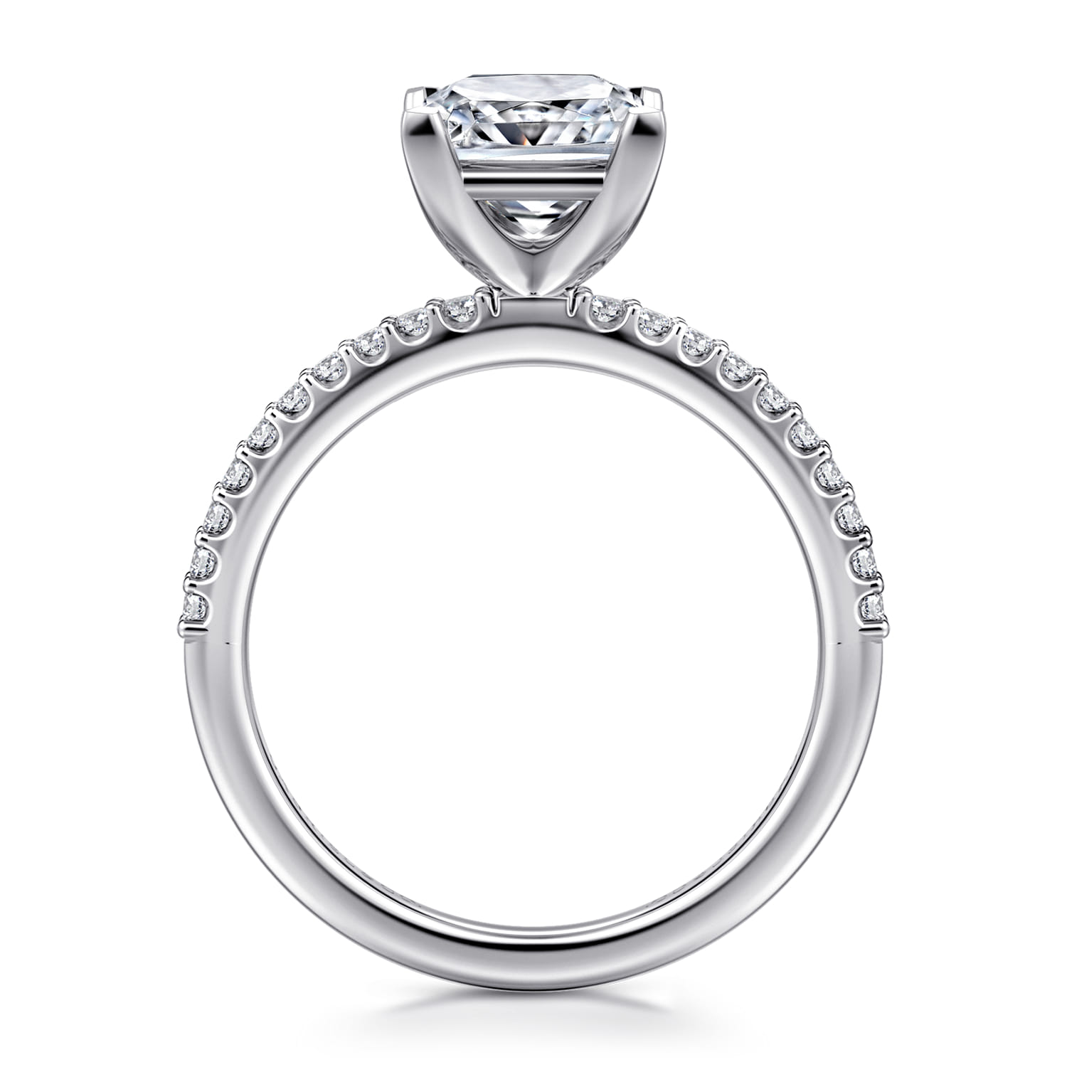 Amata - 14K White Gold Princess Cut Diamond Engagement Ring - 0.15 ct - Shot 2