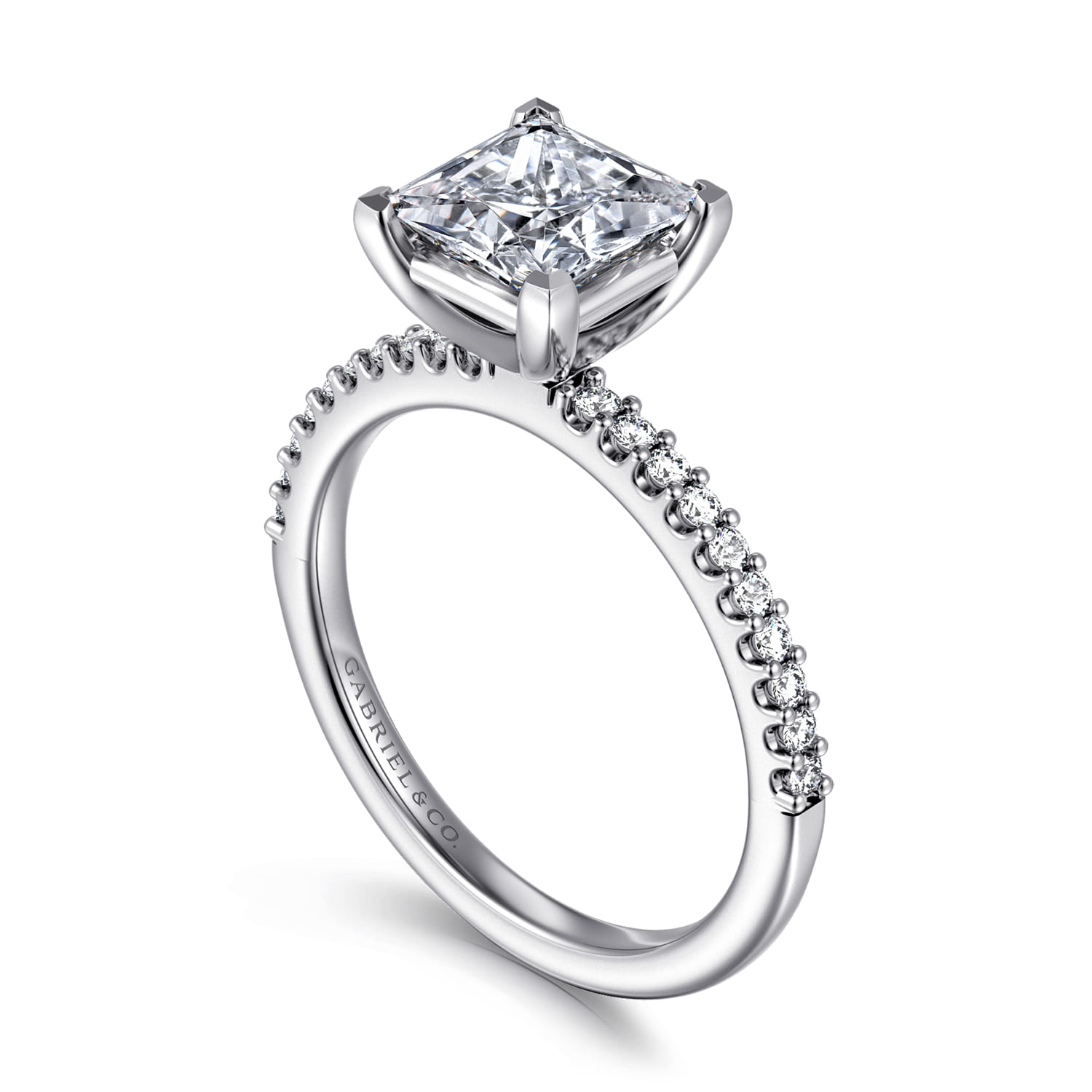 Amata - 14K White Gold Princess Cut Diamond Engagement Ring - 0.15 ct - Shot 3