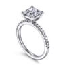 Amata - 14K White Gold Princess Cut Diamond Engagement Ring - 0.15 ct