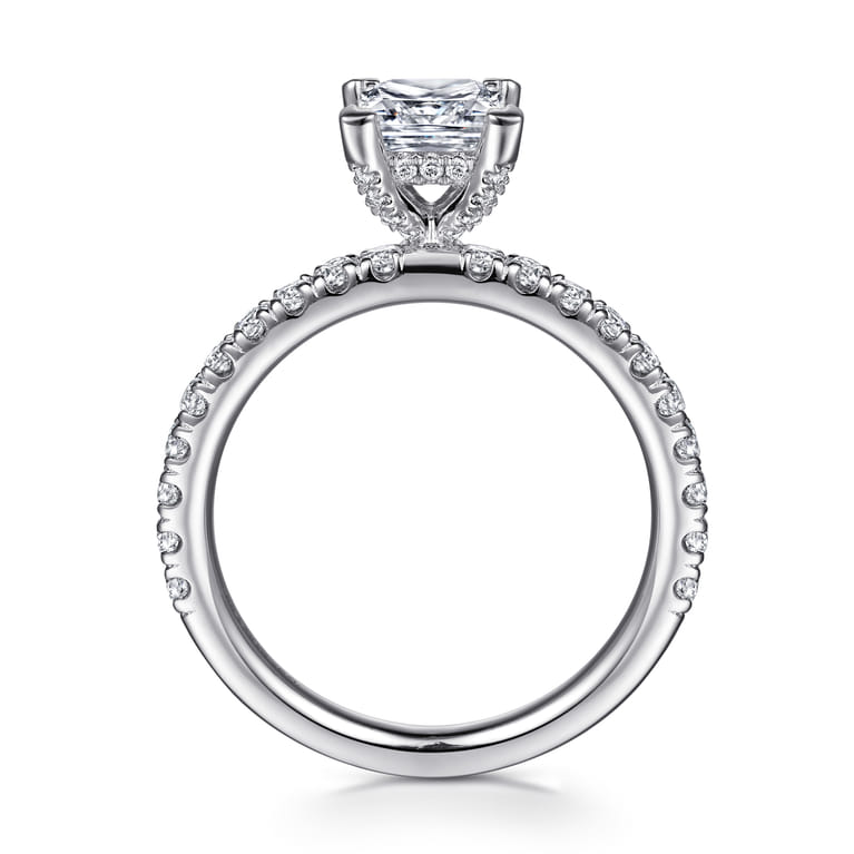 Ulani - 14K White Gold Princess Cut Diamond Engagement Ring - 0.5 ct - Shot 2