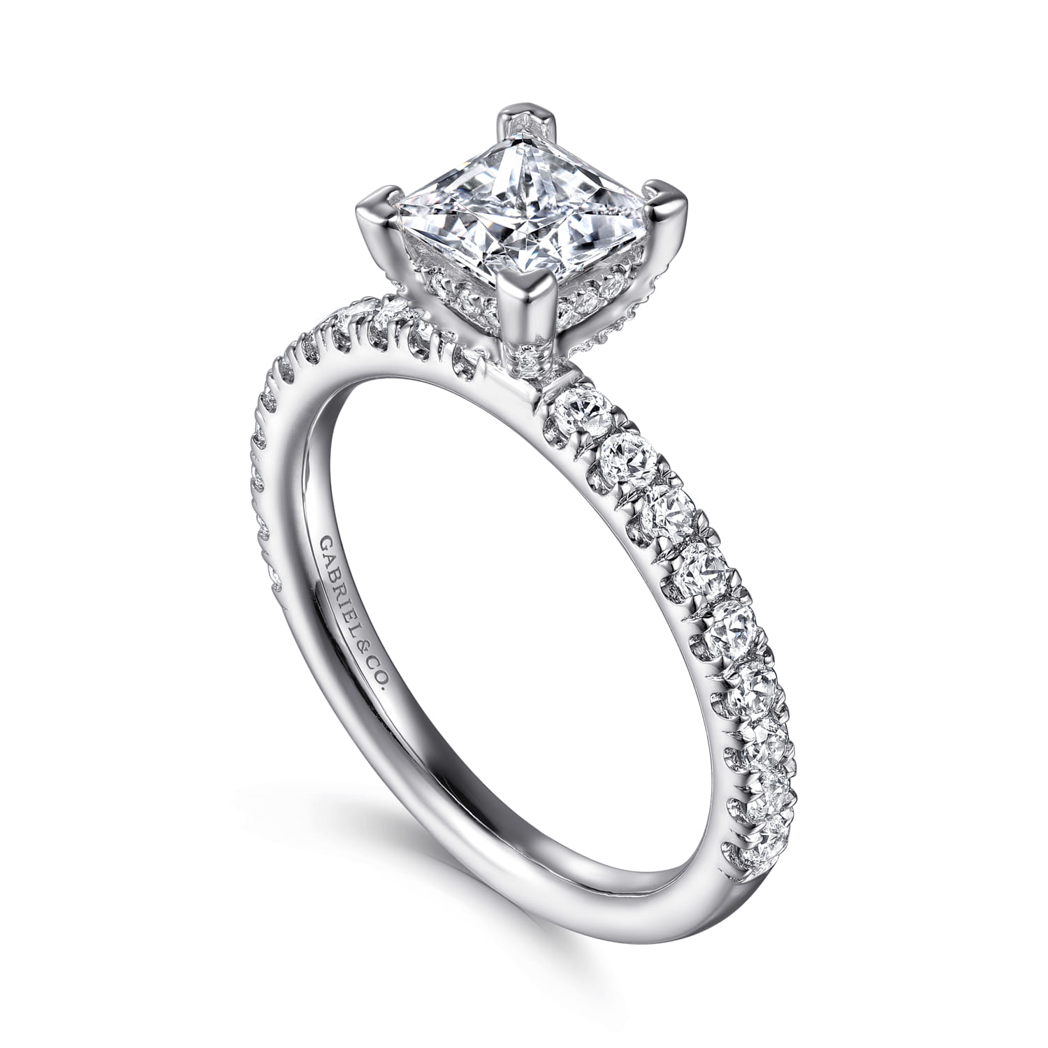 Ulani - 14K White Gold Princess Cut Diamond Engagement Ring - 0.5 ct - Shot 3