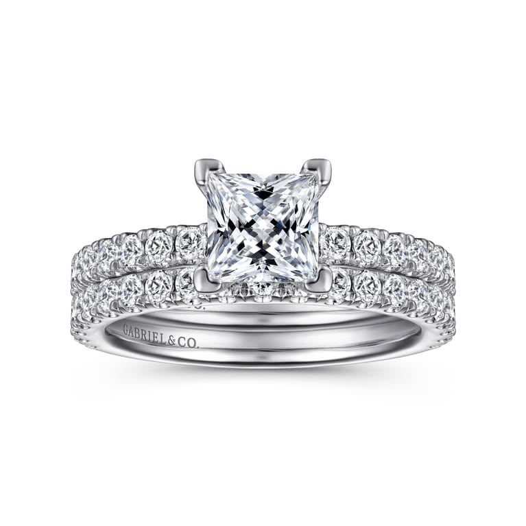 Ulani - 14K White Gold Princess Cut Diamond Engagement Ring - 0.5 ct - Shot 4