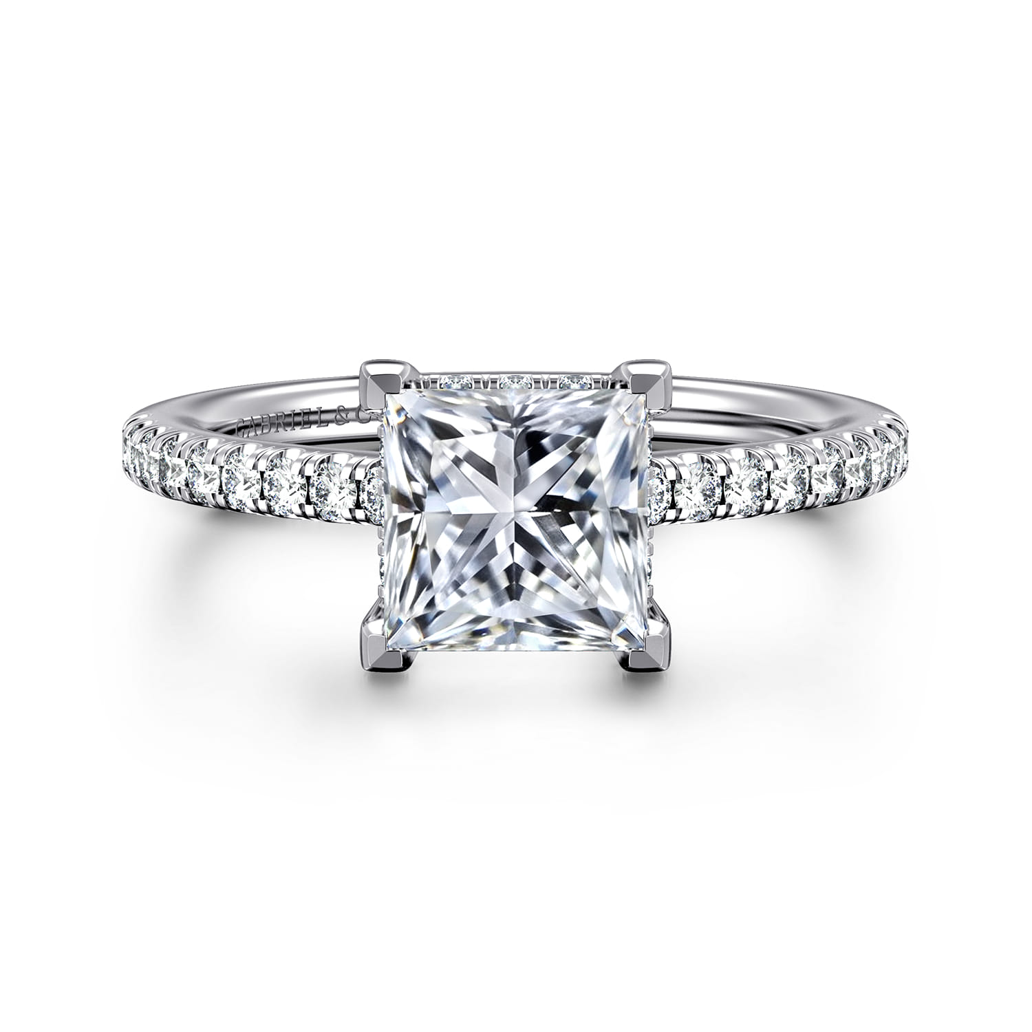 Broderick - 14K White Gold Princess Cut Diamond Engagement Ring - 0.3 ct - Shot 1
