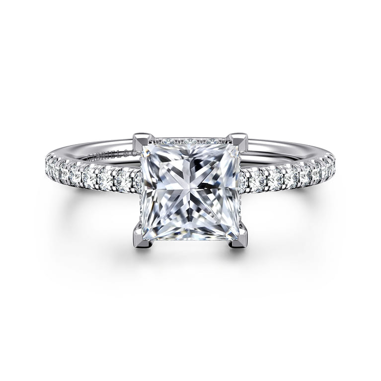 Broderick - 14K White Gold Princess Cut Diamond Engagement Ring - 0.3 ct - Shot 1