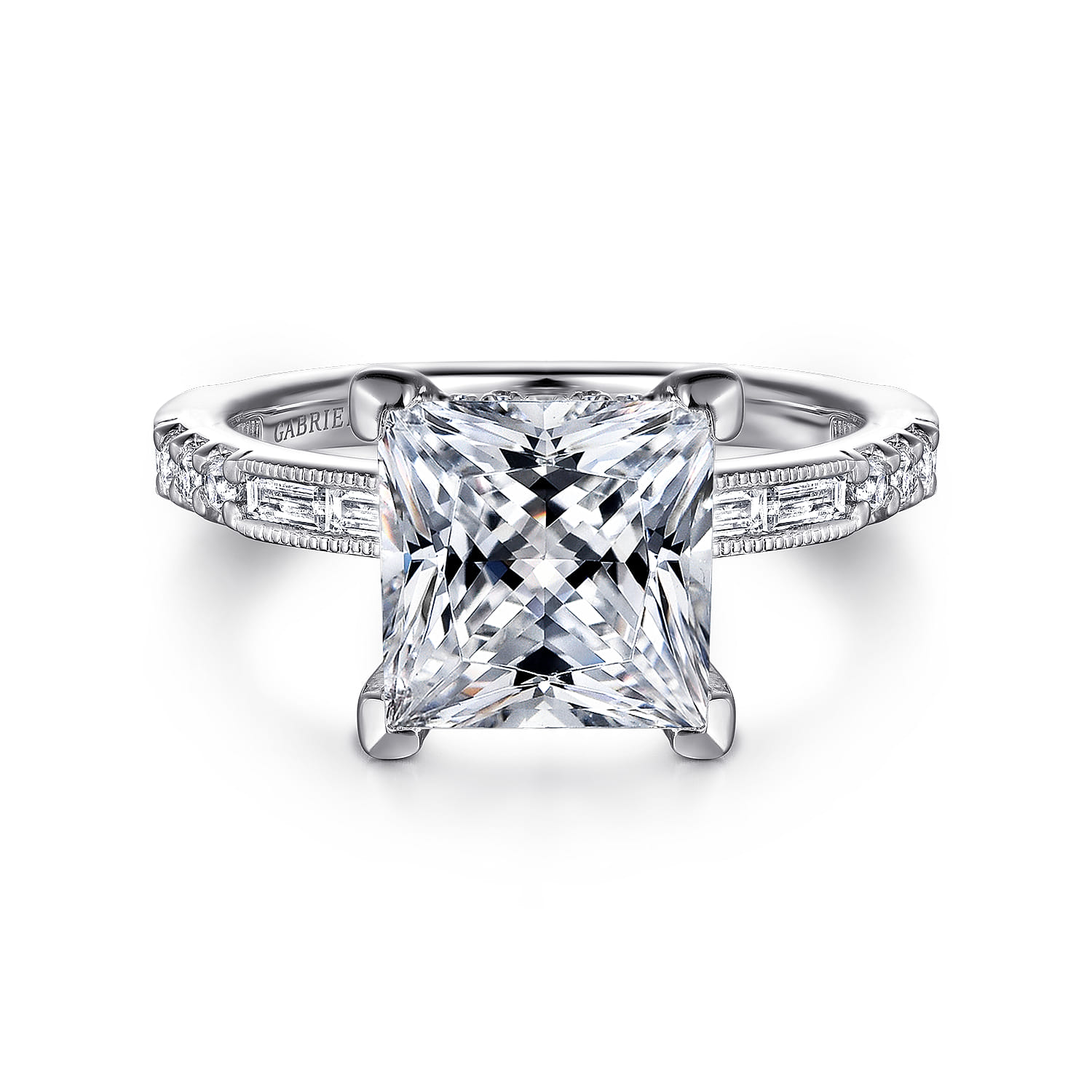 Luca - 14K White Gold Princess Cut Diamond Engagement Ring - 0.64 ct - Shot 1