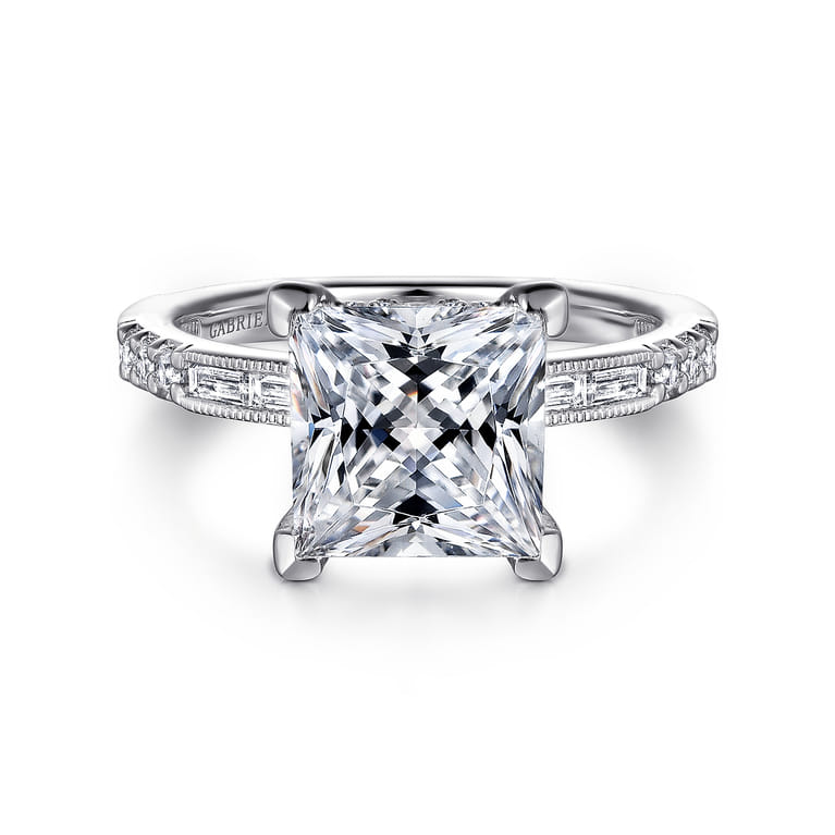 Luca - 14K White Gold Princess Cut Diamond Engagement Ring - 0.64 ct - Shot 1