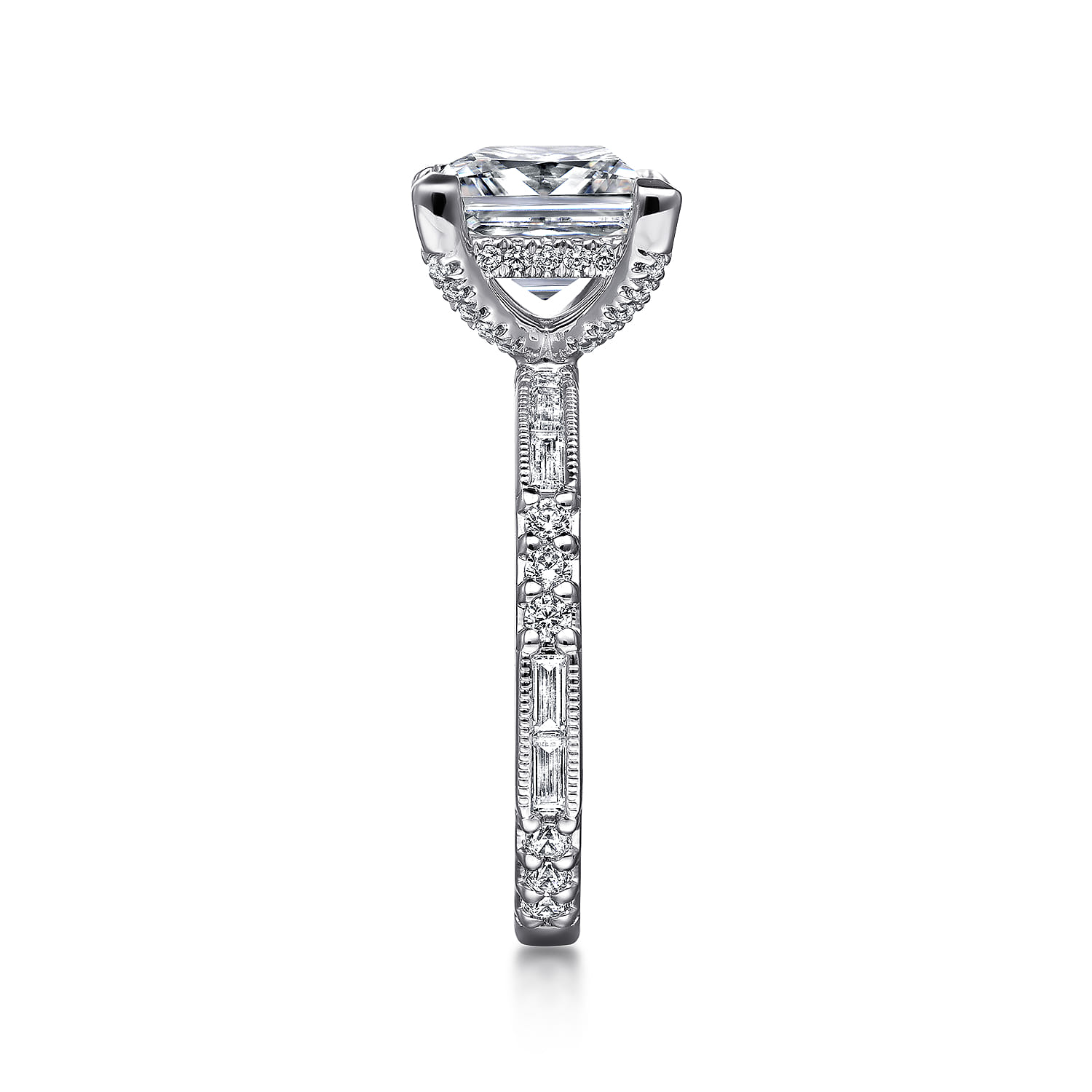 Luca - 14K White Gold Princess Cut Diamond Engagement Ring - 0.64 ct - Shot 4
