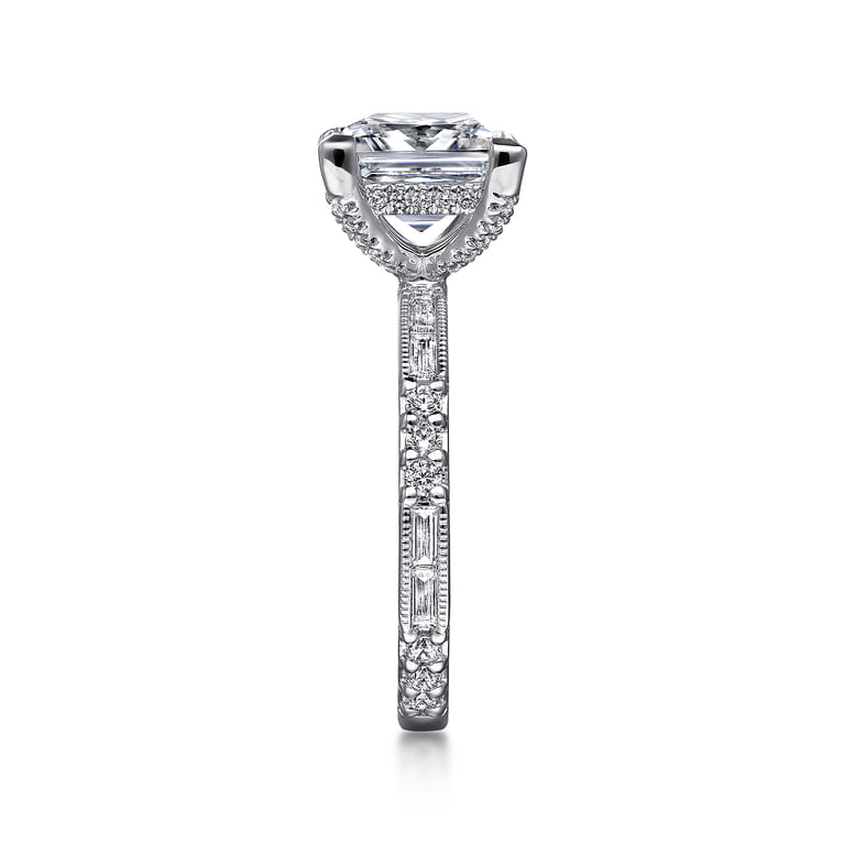 Luca - 14K White Gold Princess Cut Diamond Engagement Ring - 0.64 ct - Shot 4