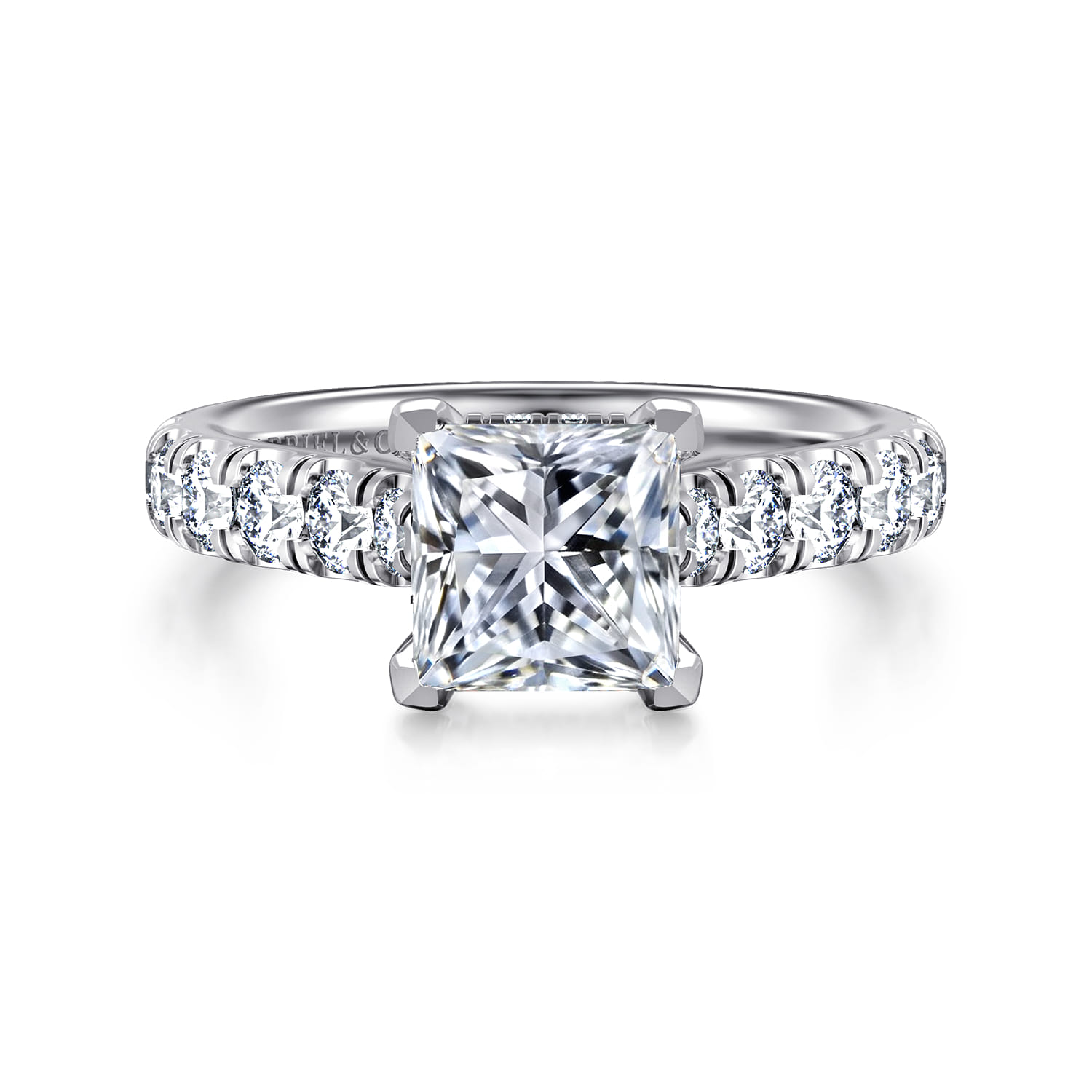 Sarita - 14K White Gold Princess Cut Diamond Engagement Ring - 0.9 ct - Shot 1