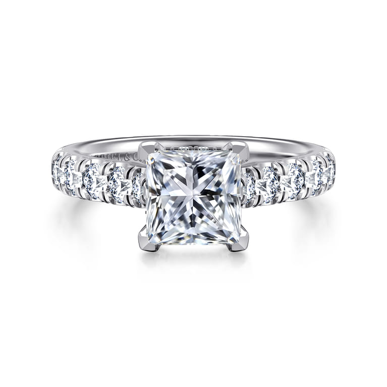 Sarita - 14K White Gold Princess Cut Diamond Engagement Ring - 0.9 ct - Shot 1