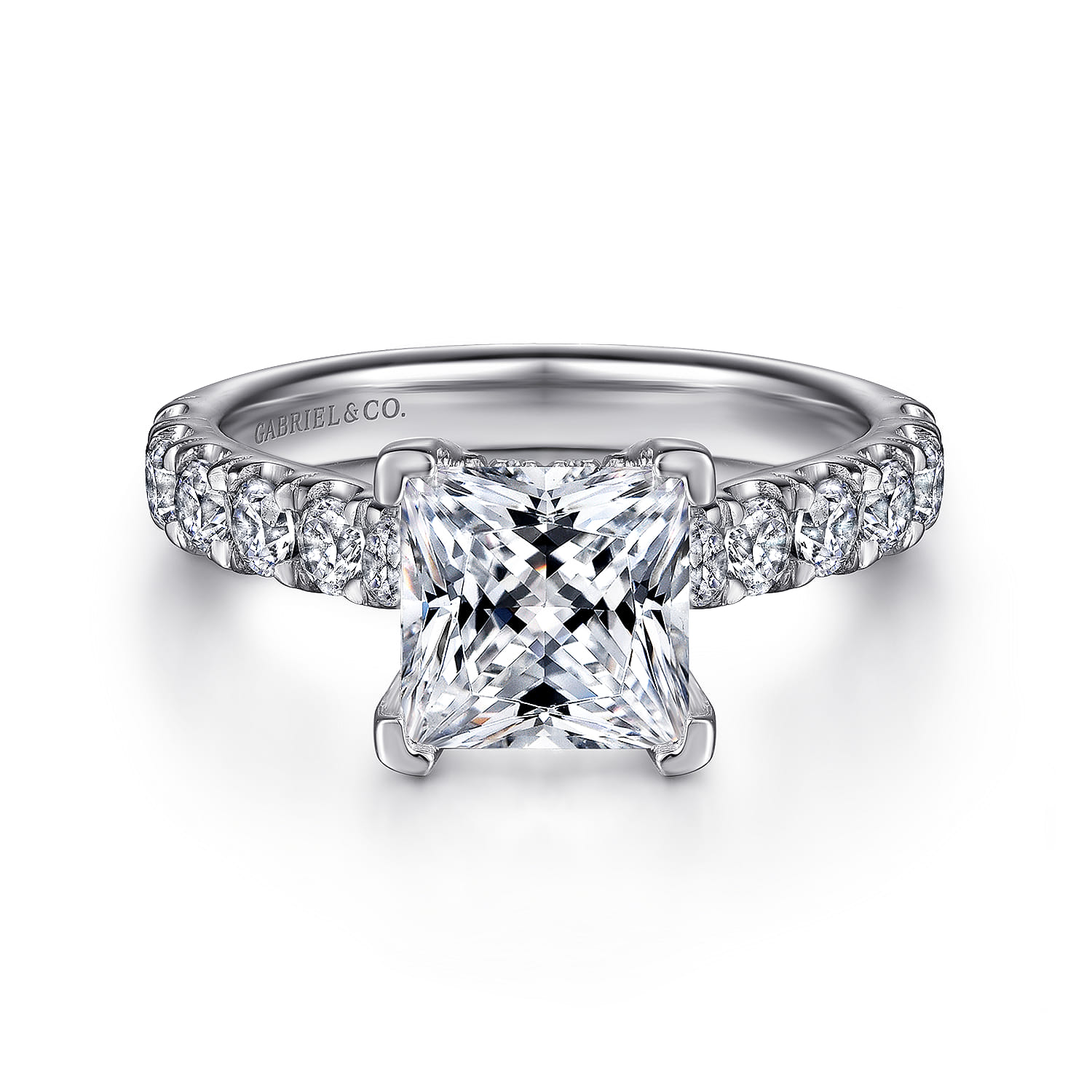 Sarita - 14K White Gold Princess Cut Diamond Engagement Ring - 0.9 ct - Shot 1