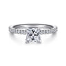 Evelyn - 14K White Gold Princess Cut Diamond Engagement Ring - 0.18 ct