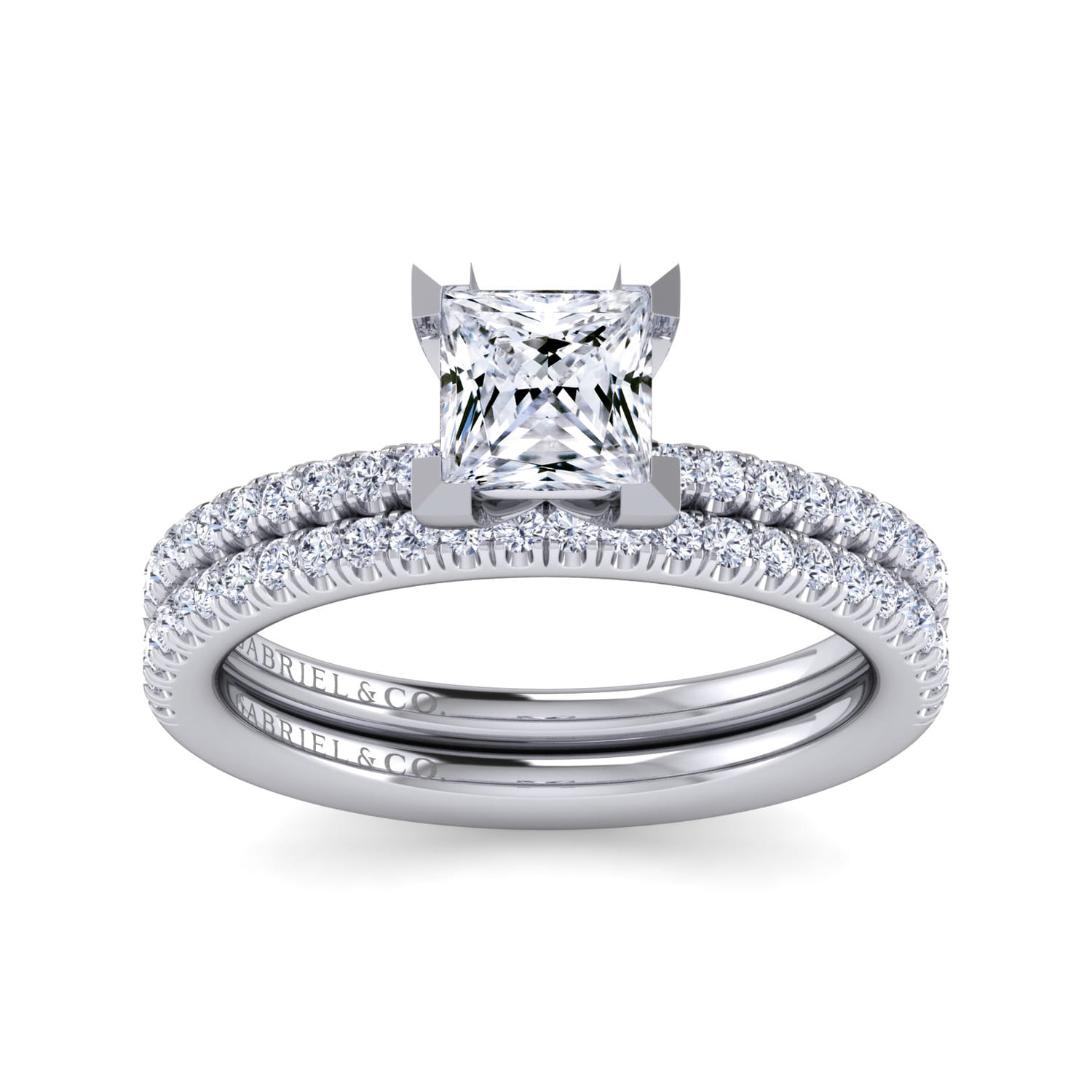 Evelyn - 14K White Gold Princess Cut Diamond Engagement Ring - 0.18 ct - Shot 4