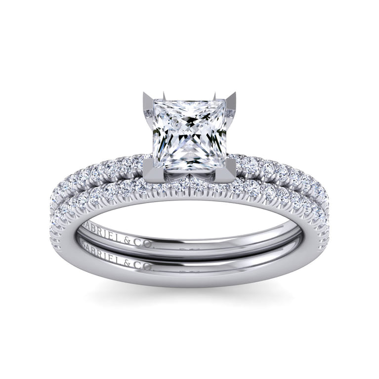 Evelyn - 14K White Gold Princess Cut Diamond Engagement Ring - 0.18 ct - Shot 4