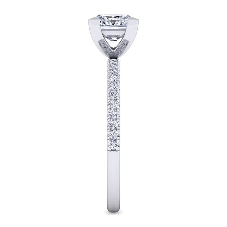 Evelyn - 14K White Gold Princess Cut Diamond Engagement Ring - 0.18 ct - Shot 5