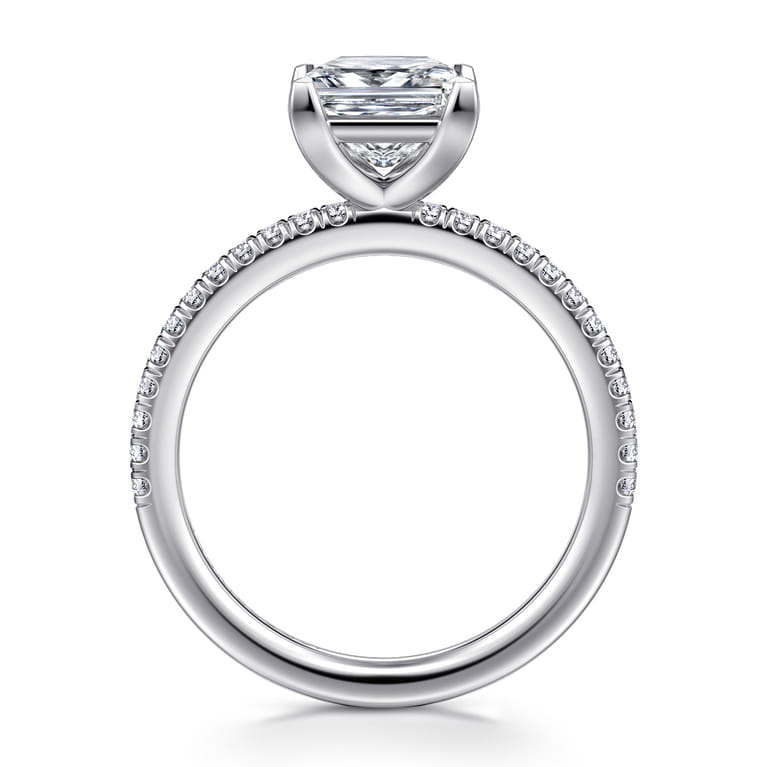Evelyn - 14K White Gold Princess Cut Diamond Engagement Ring - 0.18 ct - Shot 2
